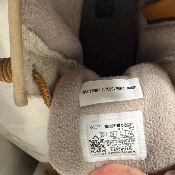 Sperry Saltwater Duck Boots Women's 8.5 Cream Tan Wool Lined Waterproof STS84213 - Picture 8 of 11